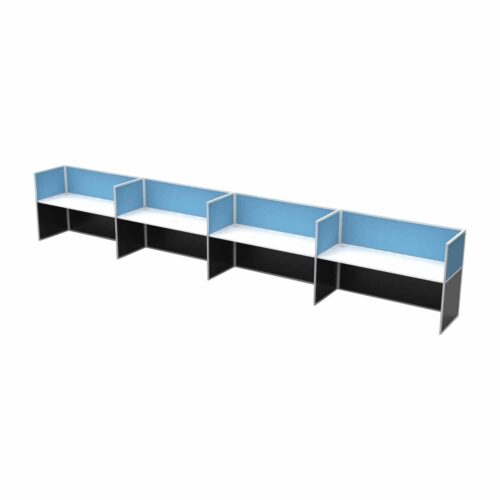 Super Office Screen 4 Person Single Sided Desk with End Screens