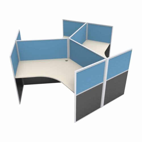 Super Office Screen 3 Person 120 Degree Pod with End Screens