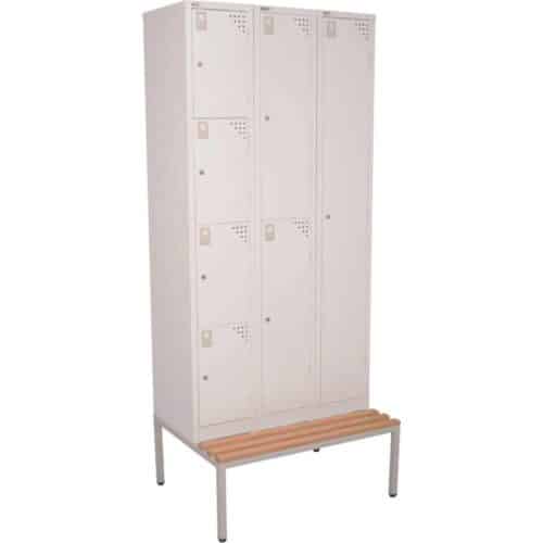 2 Door Steel Lockers with Bench Stand and Locks