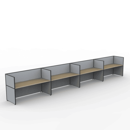 Alto Screen 4 Person Single Sided Desk with End Screen