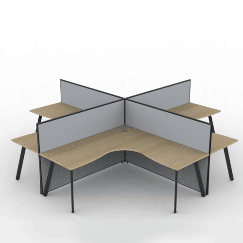 Alto Screen 4 Person X Shape Workstation with Avenger Legs