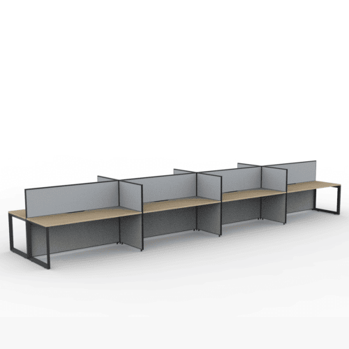 Alto Screen 8 Person Double Desk with Loop Legs