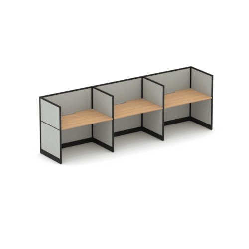 Quiet 3 Person Single Side Desk + End Screens