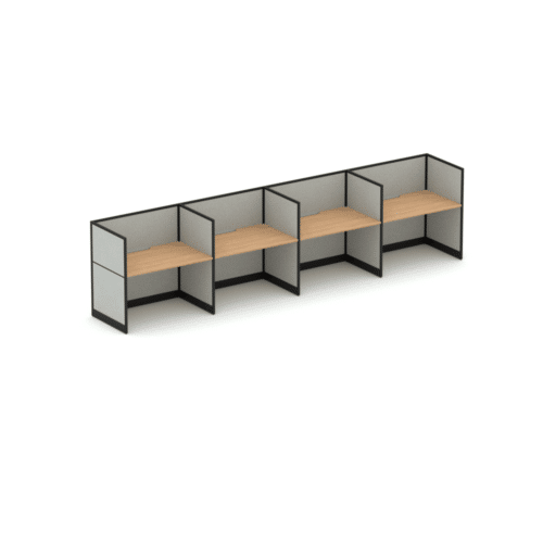 Quiet 4 Person Single Side Desk + End Screens