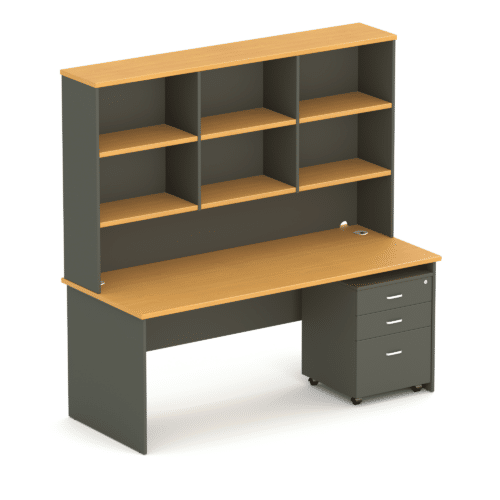 Wonder Desk & Hutch Beech/Charcoal