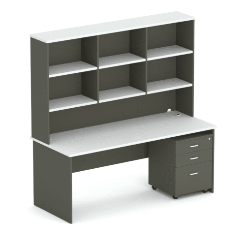 Wonder Desk & Hutch White/Charcoal
