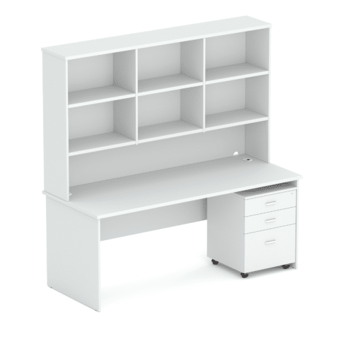 Wonder Desk & Hutch White/White